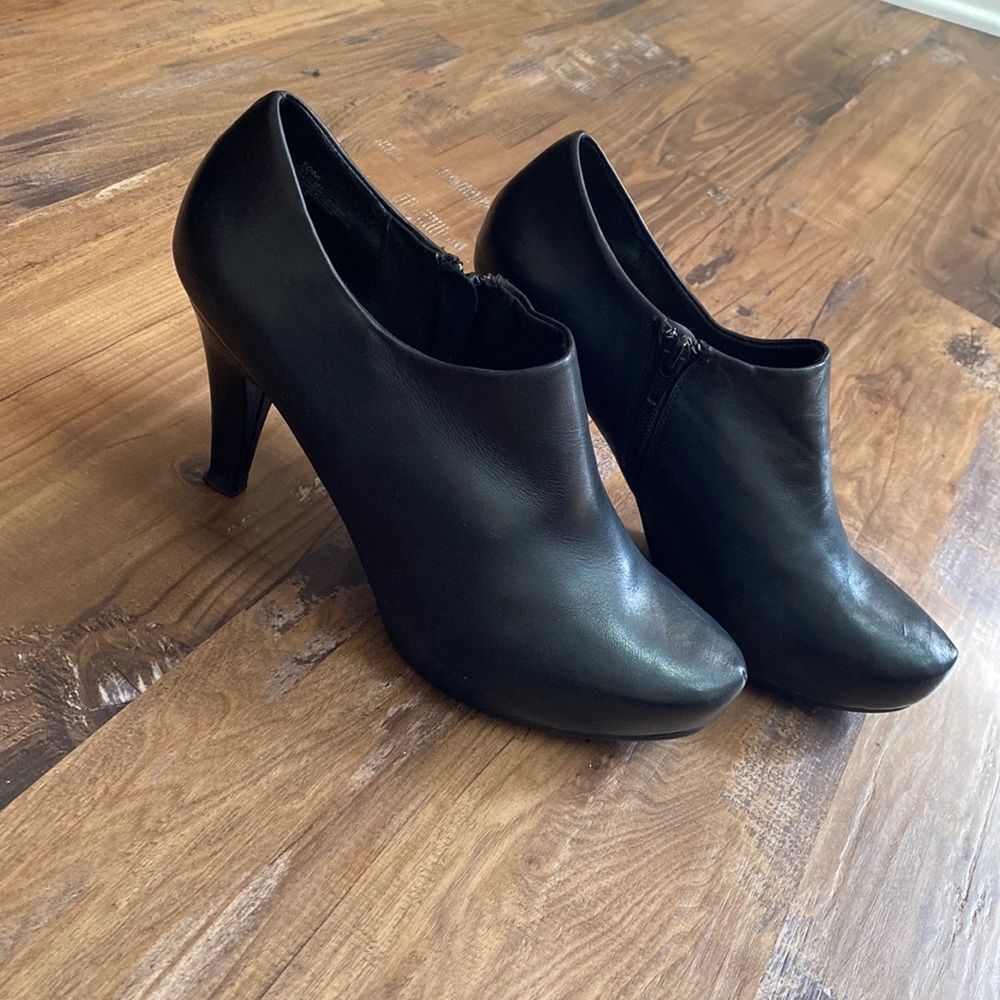 Leather Black  Ankle Booties